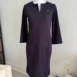 Lands' End Women's Long Sleeve Navy Dress with Chase Bank Logo